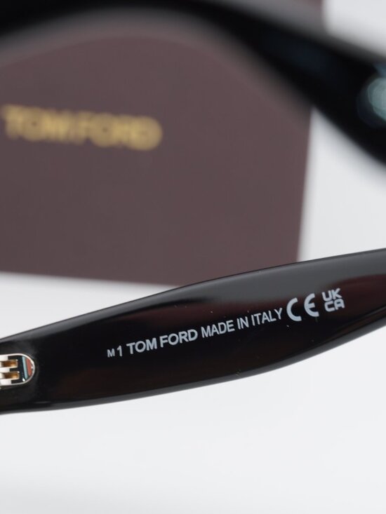 Tom Ford Ren FT1155 01E Square Sunglasses - Shiny Black/Brown